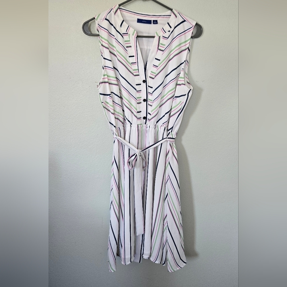 Apt. 9 White Striped Dress Size Medium